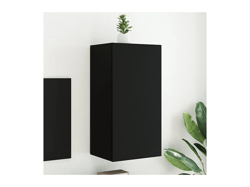 Tv-wandmeubel met LED-verlichting 40,5x35x80 cm zwart NL924309