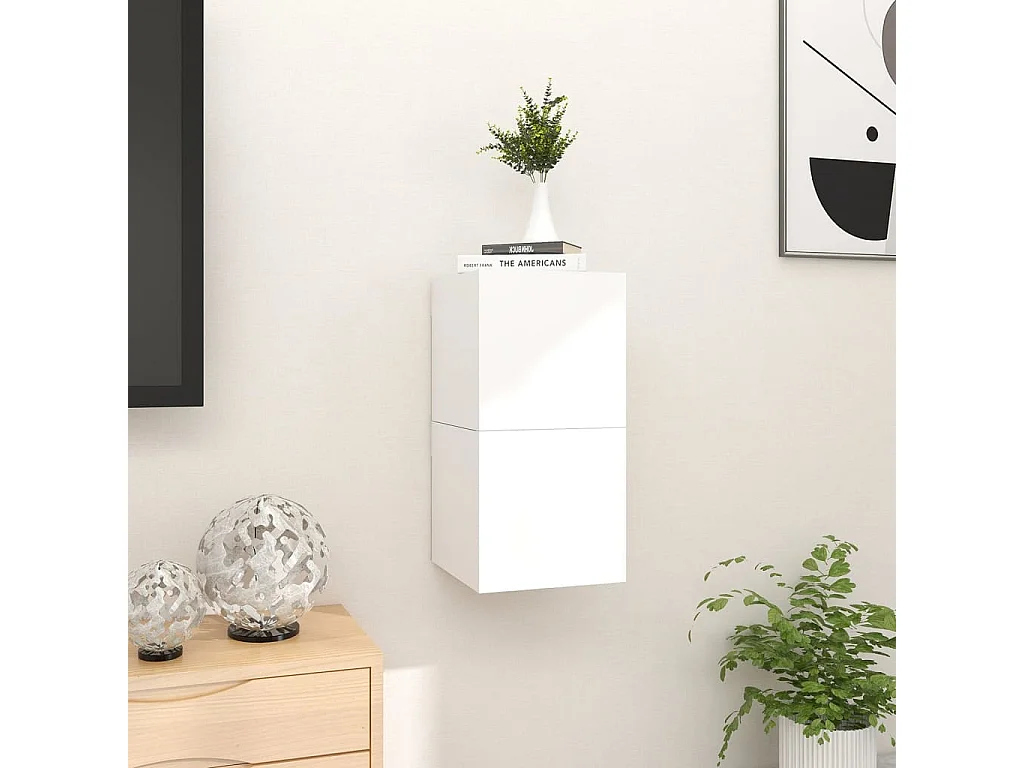 Meubles TV muraux 2 pcs Blanc brillant 30,5x30x30 cm WET9281