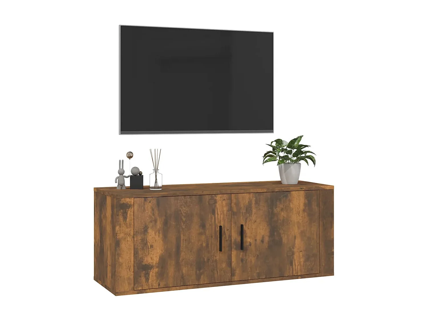 Mueble TV de pared roble ahumado 100x34,5x40 cm ES89737