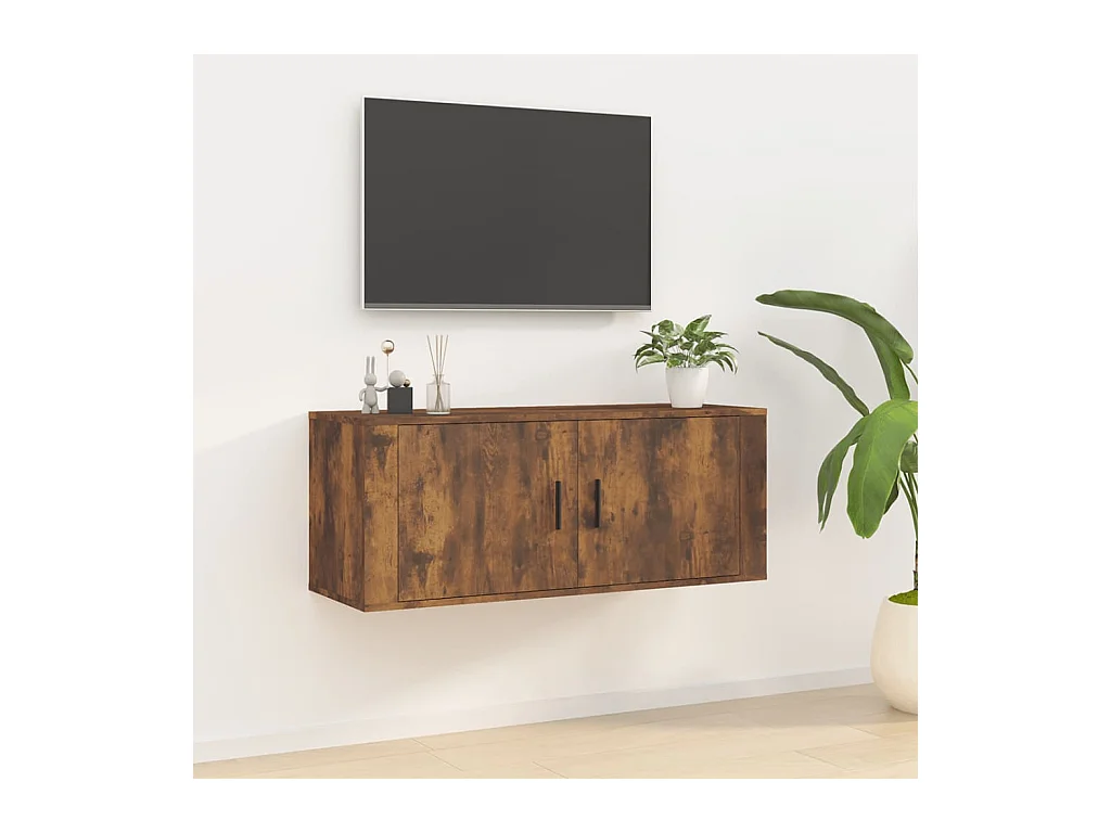Meuble TV mural Chêne fumé 100x34,5x40 cm WET8608