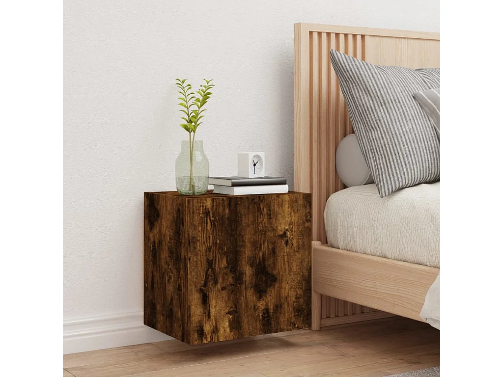 Meuble TV mural chêne fumé 40,5x30x40 cm bois d'ingénierie WET3303