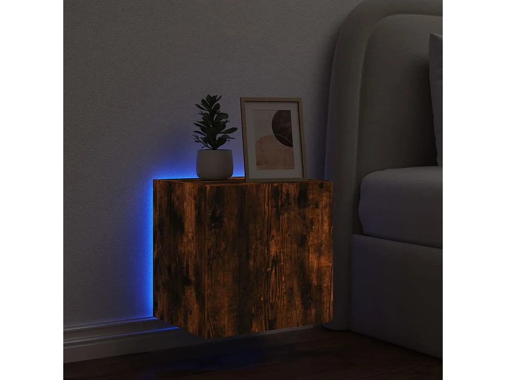 Tv-wandmeubel met LED-verlichting 40,5x35x40 cm gerookt eiken NL290353