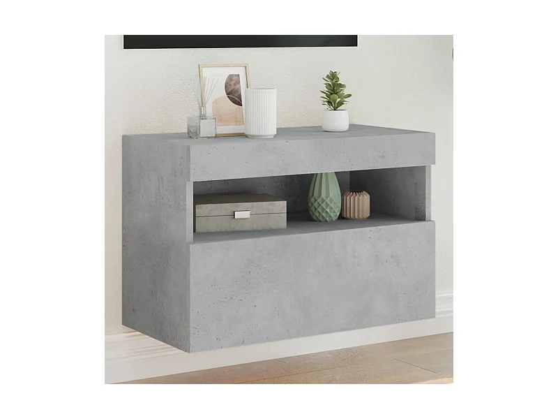 Móvel de parede p/ TV c/ luzes LED 60x30x40 cm cinza cimento PT177933