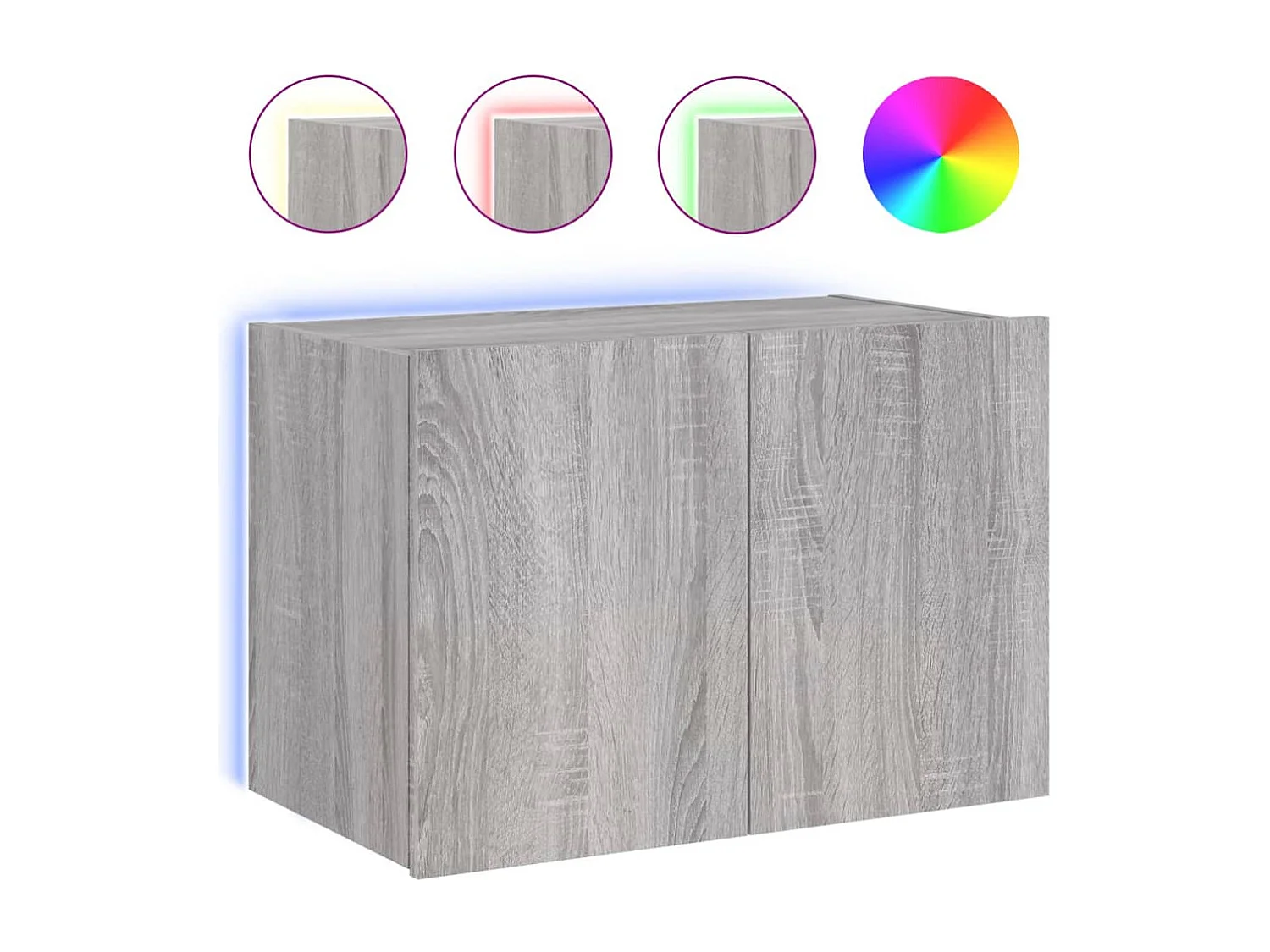 TV-Wandschrank,TV-Hängeschrank mit LED-Leuchten Grau Sonoma 60x35x41 cm -gkd976512