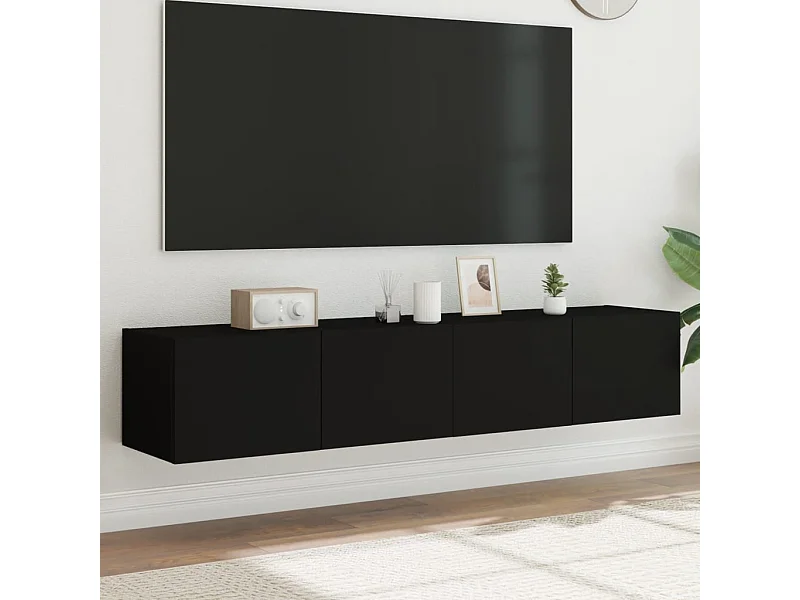 Tv-meubels met LED-verlichting 2 st 80x35x31 cm zwart NL375112