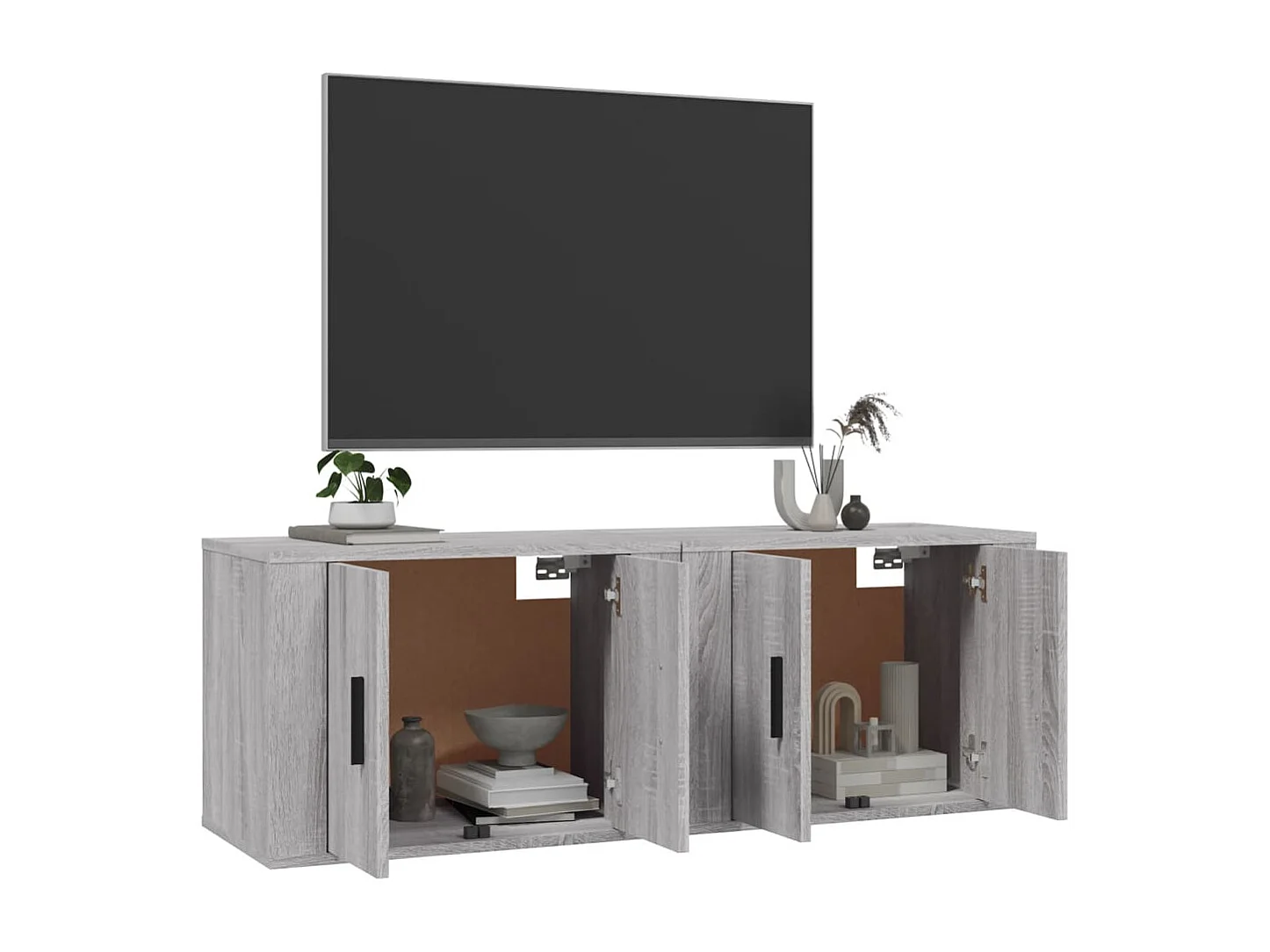 Tv-wandmeubels 2 st 57x34,5x40 cm grijs sonoma eikenkleurig NL294043
