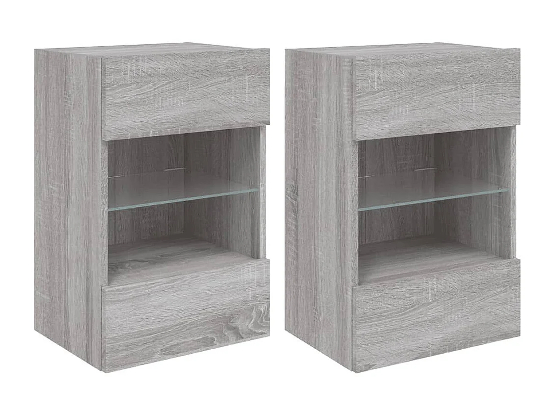 Meubles TV muraux et lumières LED 2pcs sonoma gris 40x30x60,5cm WET1163