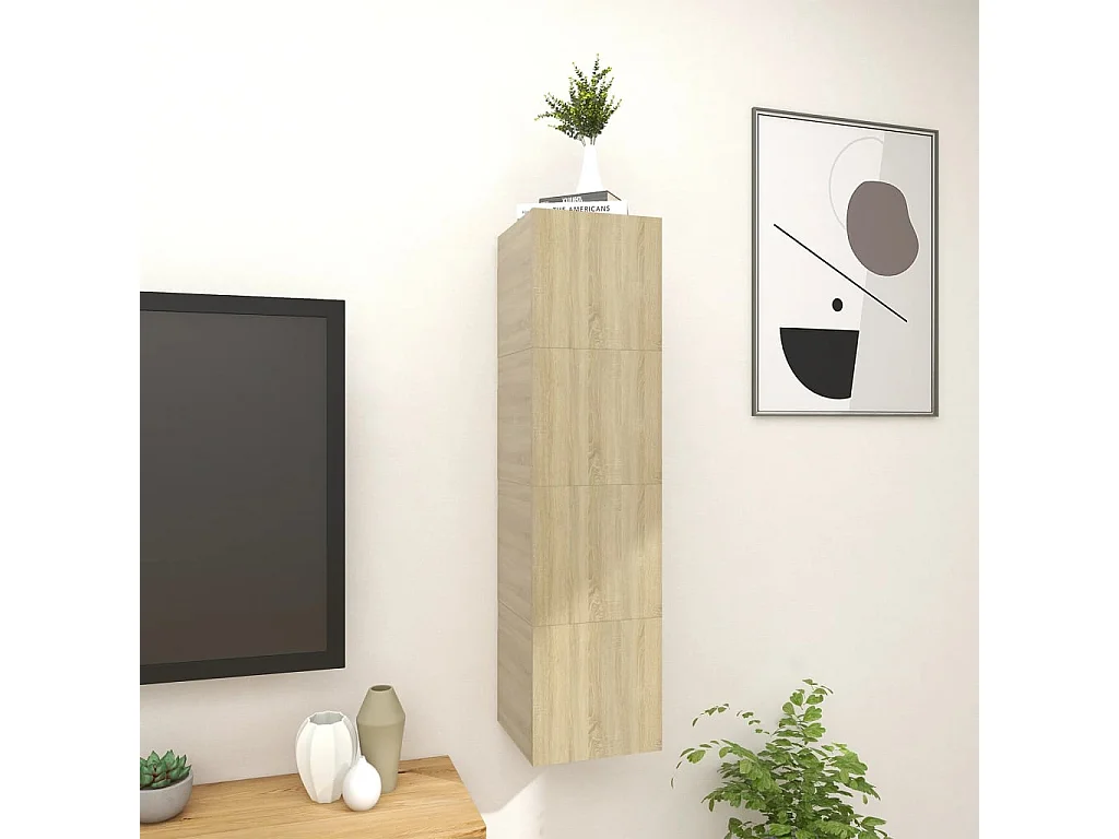 Tv-wandmeubelen 4 st 30,5x30x30 cm sonoma eikenkleurig NL984735