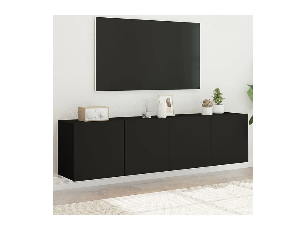 Tv-meubels 2 st wandgemonteerd 80x30x41 cm zwart NL631682