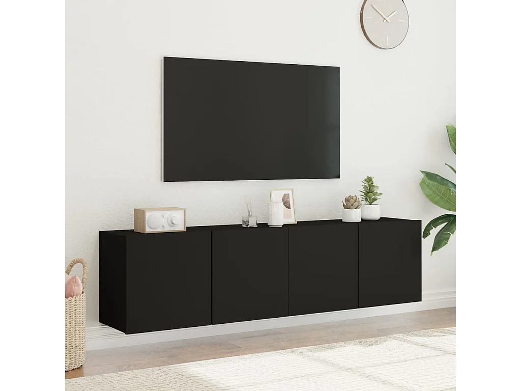 Meubles TV muraux 2 pcs noir 80x30x41 cm WET6227