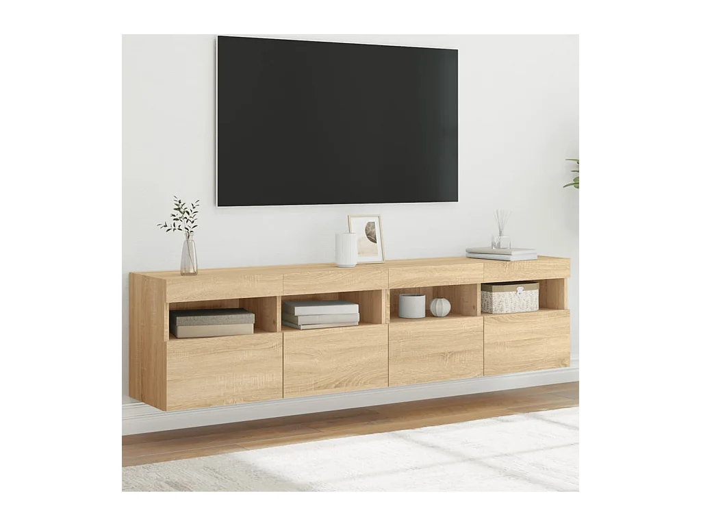 Tv-wandmeubels met LED 2 st 80x30x40 cm sonoma eikenkleurig NL554204