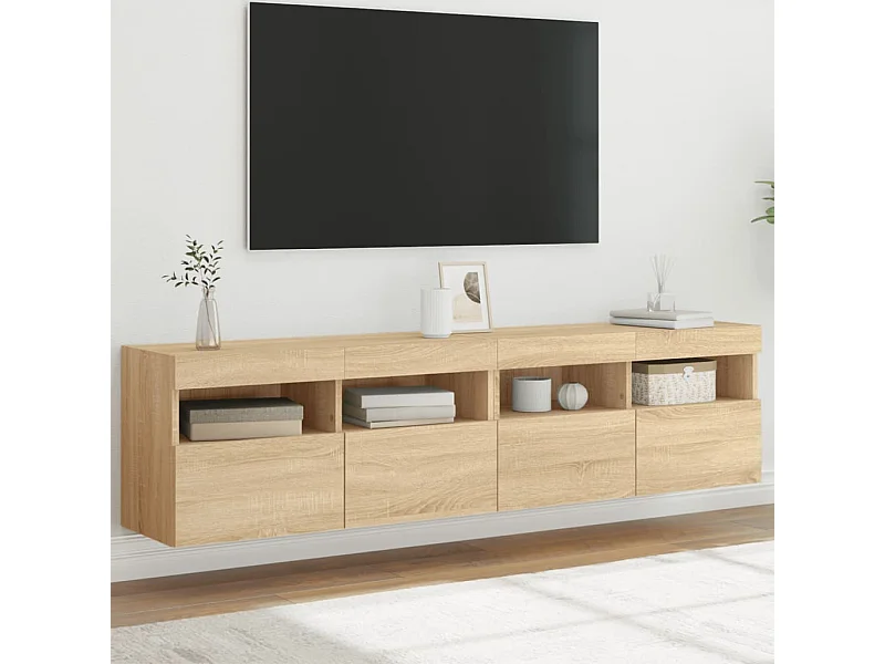 Tv-wandmeubels met LED 2 st 80x30x40 cm sonoma eikenkleurig NL554204