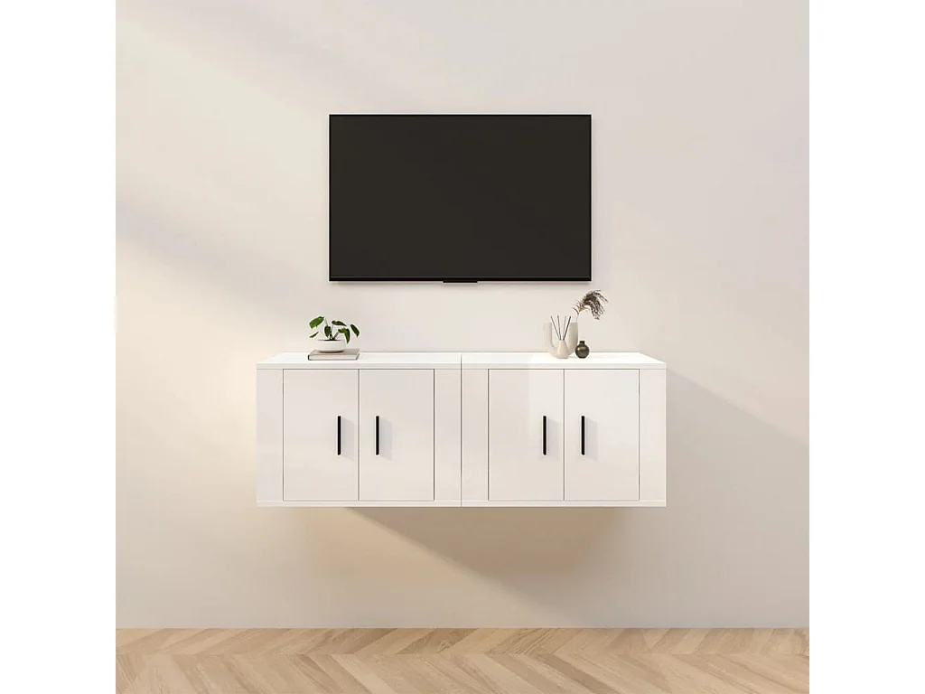 TV-Wandschränke 2 Stk.TV-Schränke Hochglanz-Weiß 57x34,5x40 cm -gkd258388
