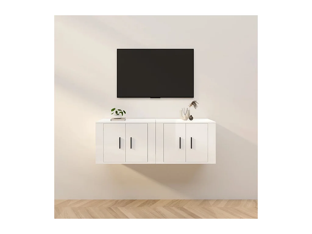 Tv-wandmeubels 2 st 57x34,5x40 cm hoogglans wit NL913902
