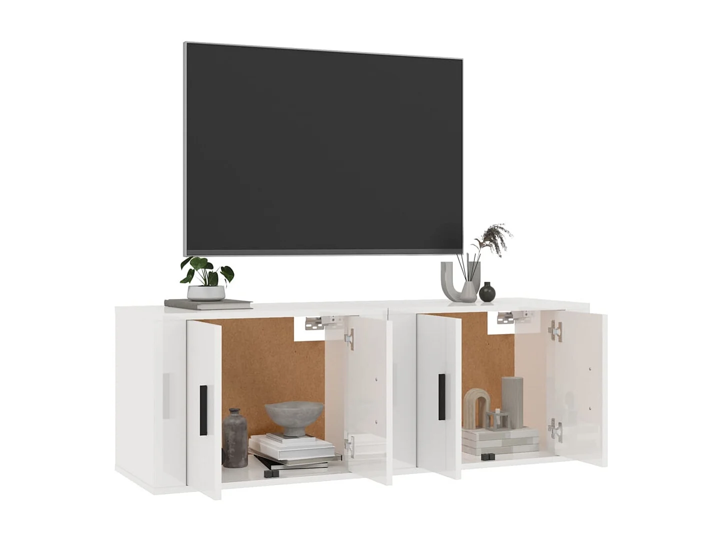 Meubles TV muraux 2 pcs blanc brillant 57x34,5x40 cm WET2365