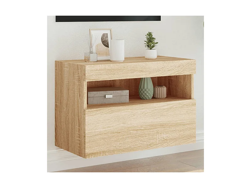 Móvel de parede p/ TV c/ luzes LED 60x30x40 cm carvalho sonoma PT994220