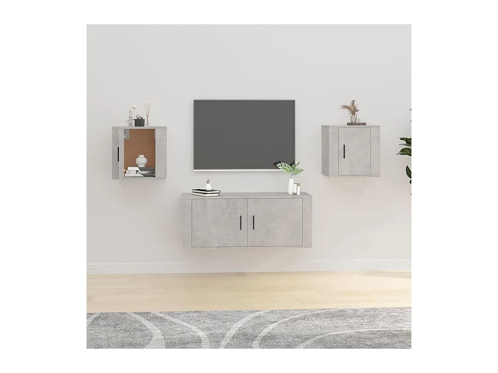 Meubles TV muraux 2 pcs Gris béton 40x34,5x40 cm WET8847