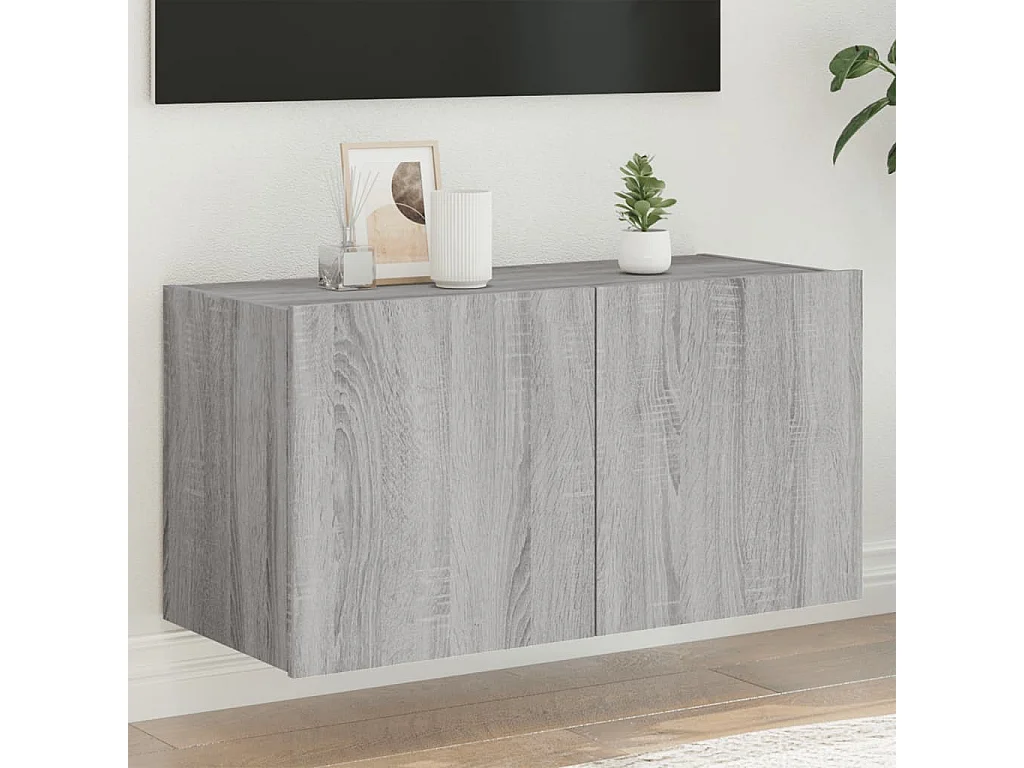 Meuble TV mural avec lumières LED sonoma gris 80x35x41 cm WET7384