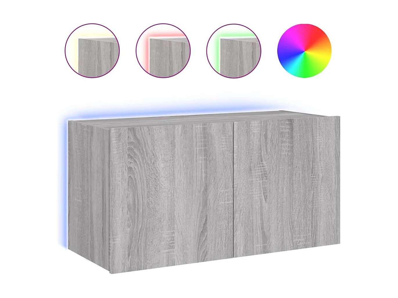 Meuble TV mural avec lumières LED sonoma gris 80x35x41 cm WET7384