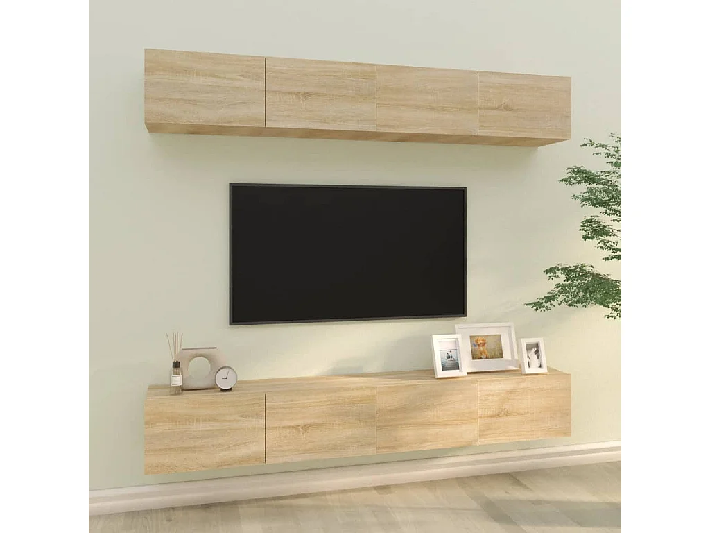 Meubles TV muraux 4 pcs Chêne sonoma 100x30x30 cm WET8478