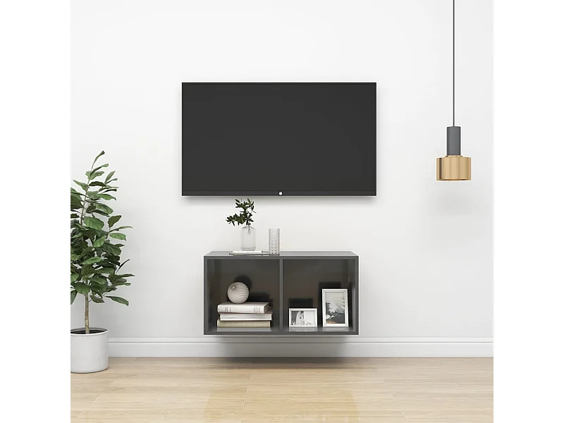 TV-Wandschrank,TV-Hängeschrank Hochglanz-Grau 37x37x72 cm Holzwerkstoff -gkd550358