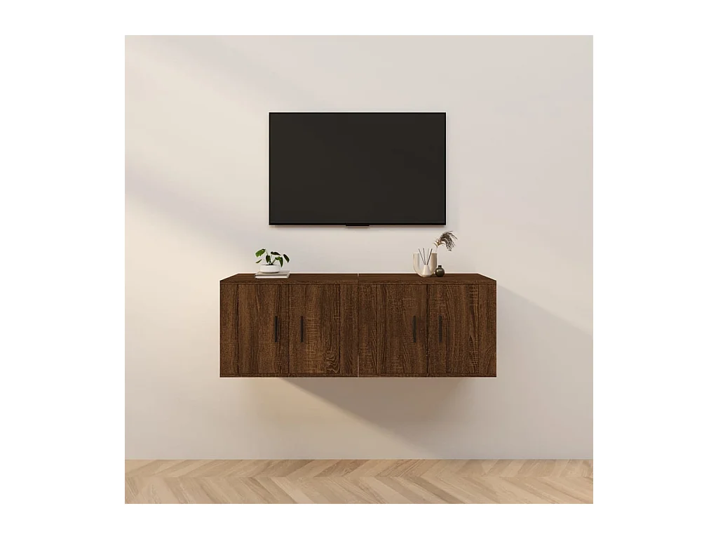 Meubles TV muraux 2 pcs chêne marron 57x34,5x40 cm WET2696