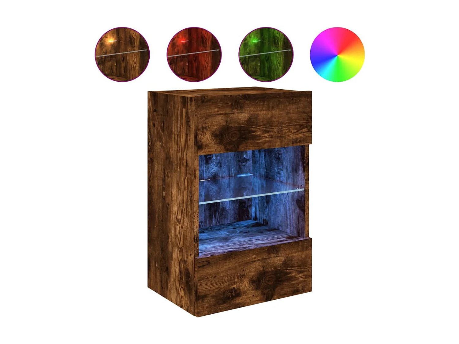 Meuble TV mural avec lumières LED chêne fumé 40x30x60,5 cm WET4353