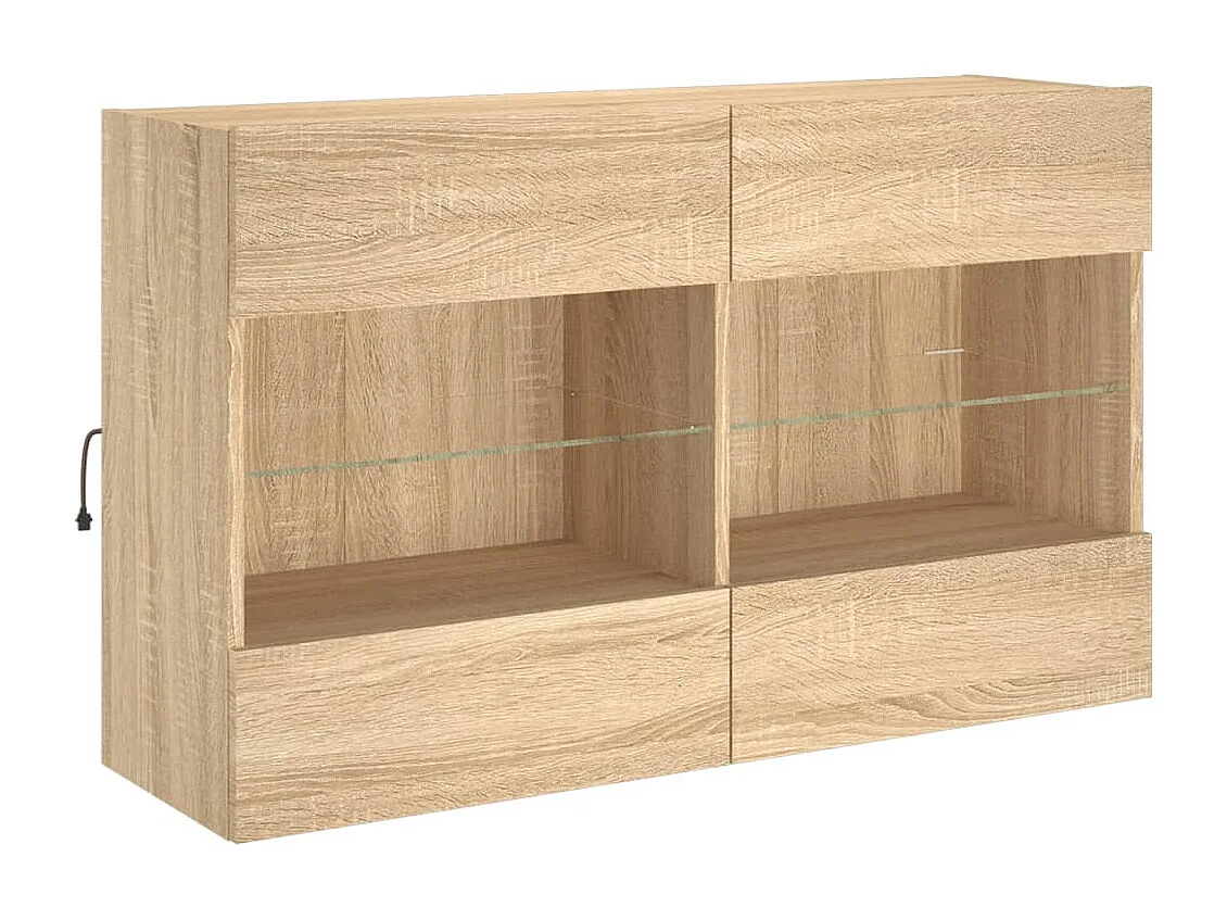 Mueble TV de pared con luces LED roble Sonoma 98,5x30x60,5 cm ES76547