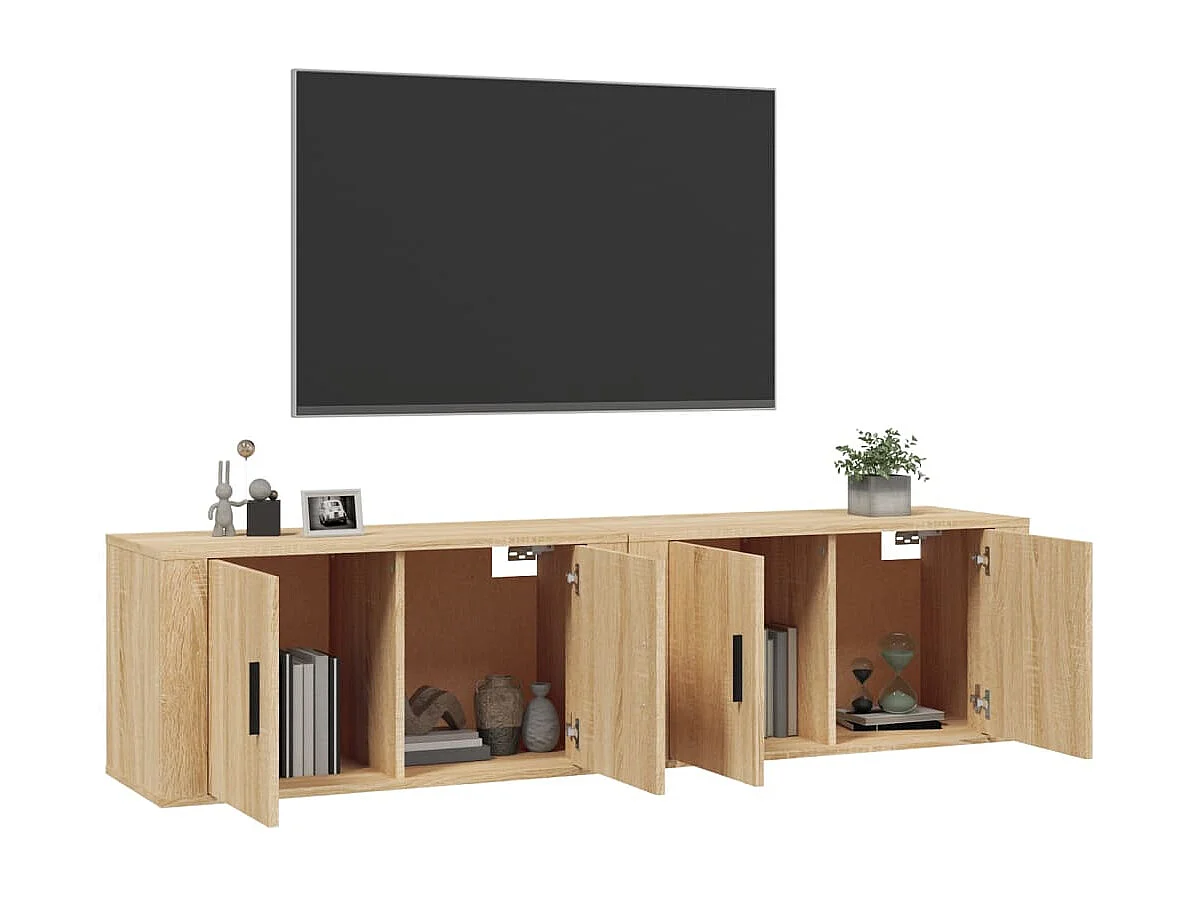 Muebles para TV de pared 2 uds roble Sonoma 80x34,5x40 cm ES35545
