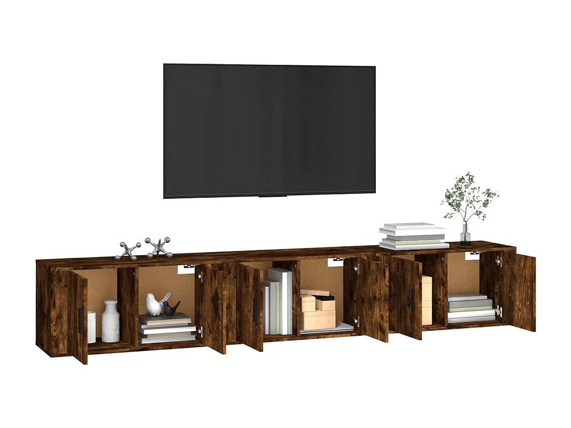 Meubles TV muraux 3 pcs chêne fumé 80x34,5x40 cm WET7003