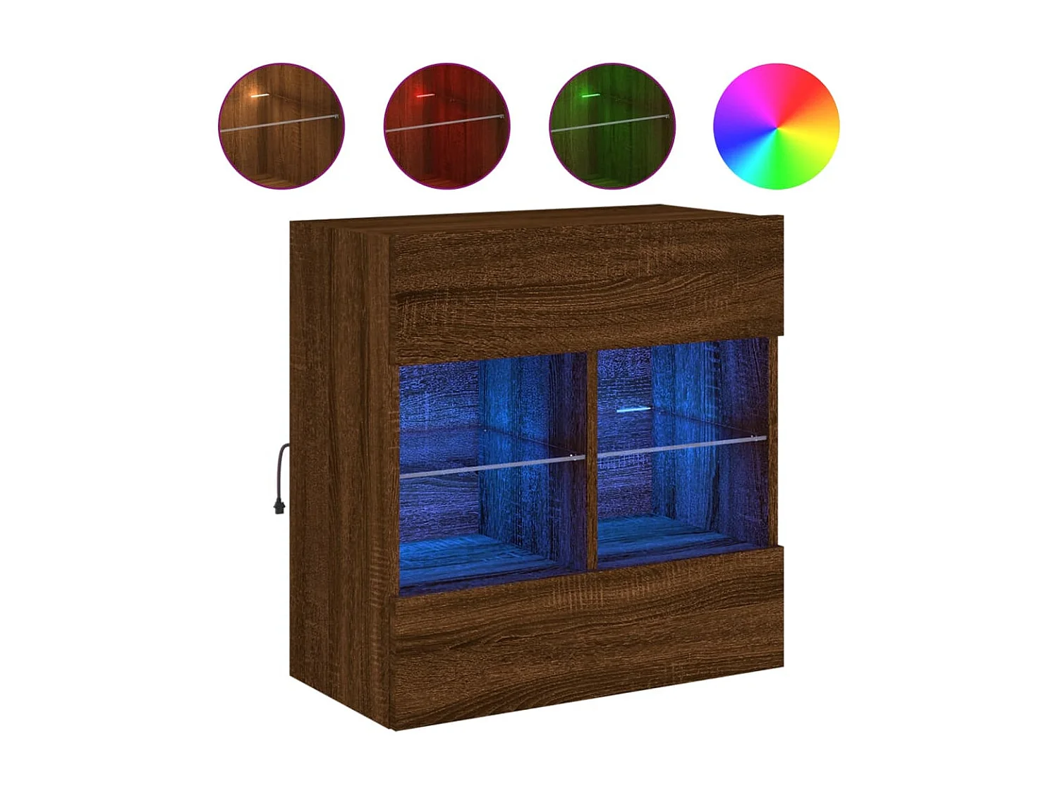 Meuble TV mural avec lumières LED chêne marron 58,5x30x60,5 cm WET7090