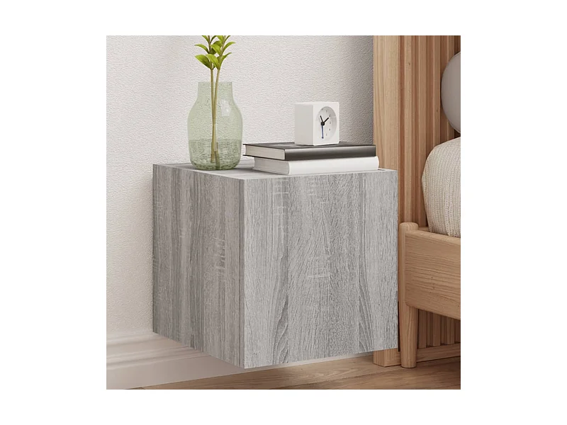 Tv-wandmeubel met LED-verlichting 30,5x35x30 cm grijs sonoma NL631432