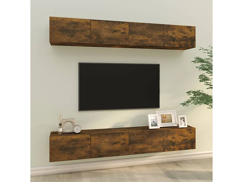 Tv-wandmeubels 4 st 100x30x30 cm gerookt eiken NL434482