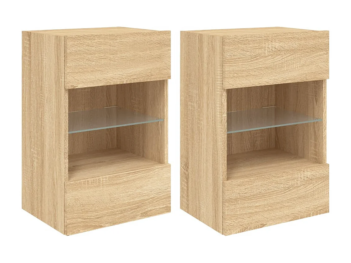 Meubles TV muraux lumières LED 2 pcs chêne sonoma 40x30x60,5 cm WET2221