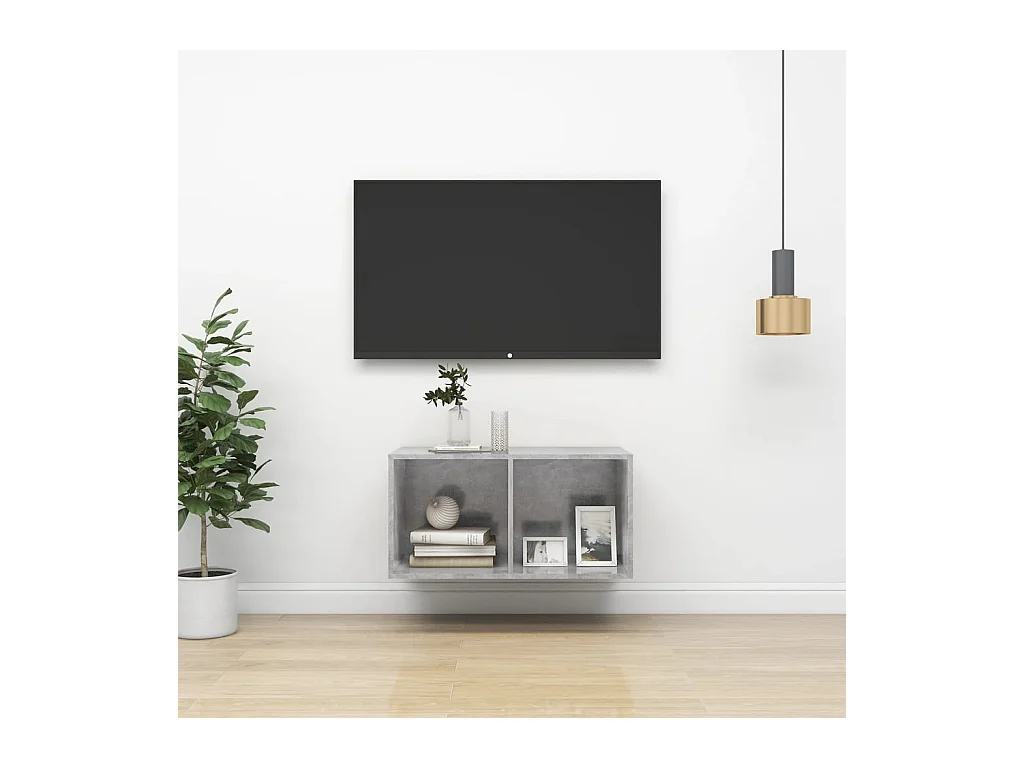 Meuble TV mural Gris béton 37x37x72 cm Aggloméré WET9638