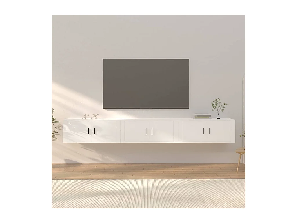 Meubles TV muraux 3 pcs blanc 100x34,5x40 cm WET7376