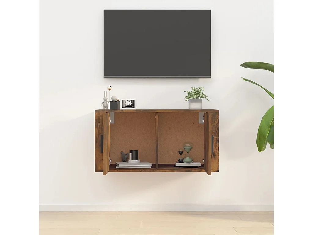Meuble TV mural Chêne fumé 80x34,5x40 cm WET5577