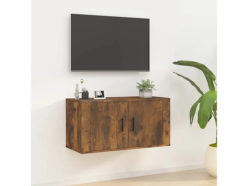 Meuble TV mural Chêne fumé 80x34,5x40 cm WET5577