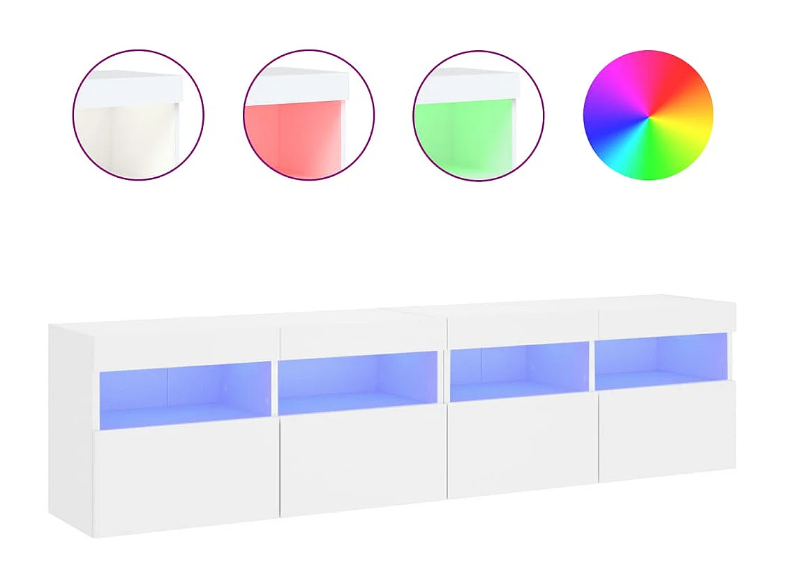 Meubles TV muraux avec lumières LED 2 pcs blanc 80x30x40 cm WET1651