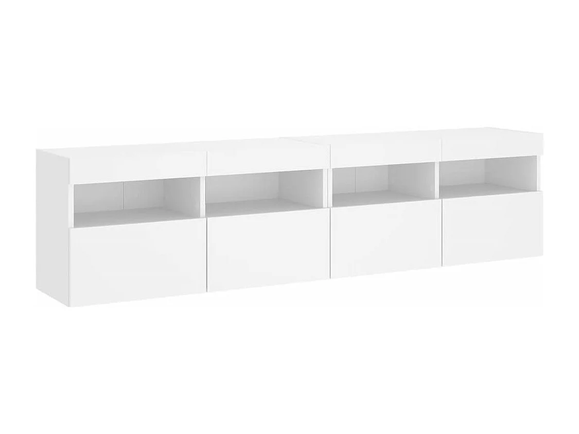 Meubles TV muraux avec lumières LED 2 pcs blanc 80x30x40 cm WET1651