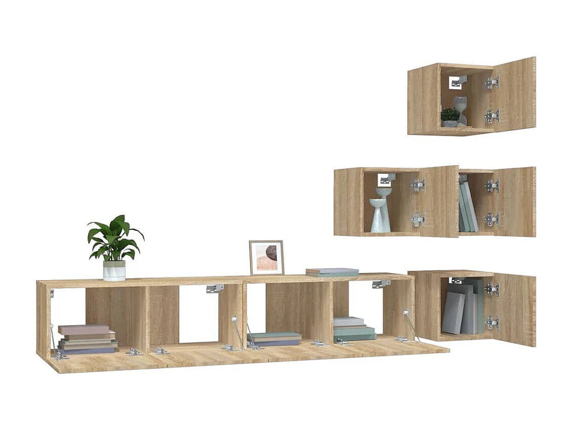 Tv-wandmeubel bewerkt hout sonoma eikenkleurig NL300276