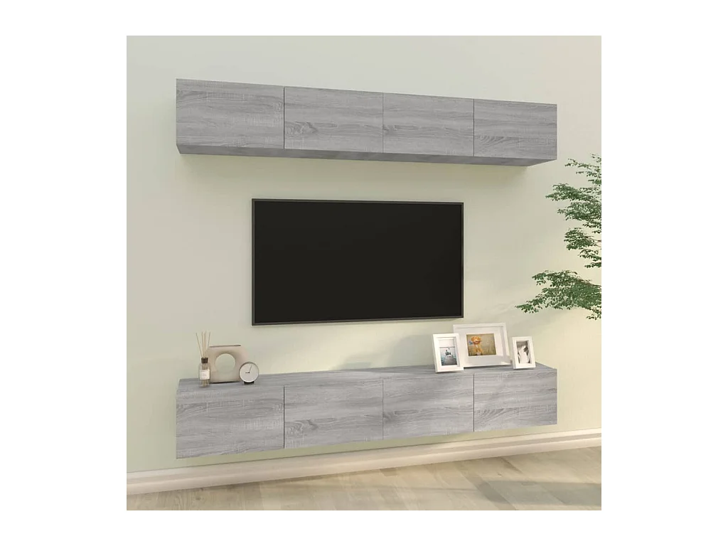Meubles TV muraux 4 pcs Sonoma gris 100x30x30 cm WET1162
