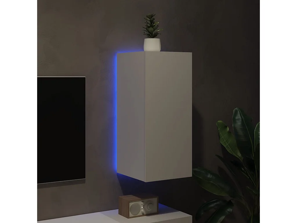 Mueble TV de pared con luces LED blanco 30,5x35x70 cm ES96718