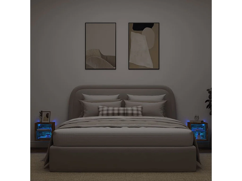 2er TV-Schränke,TV-Wandschränke mit LED-Leuchten Räuchereiche -gkd580690