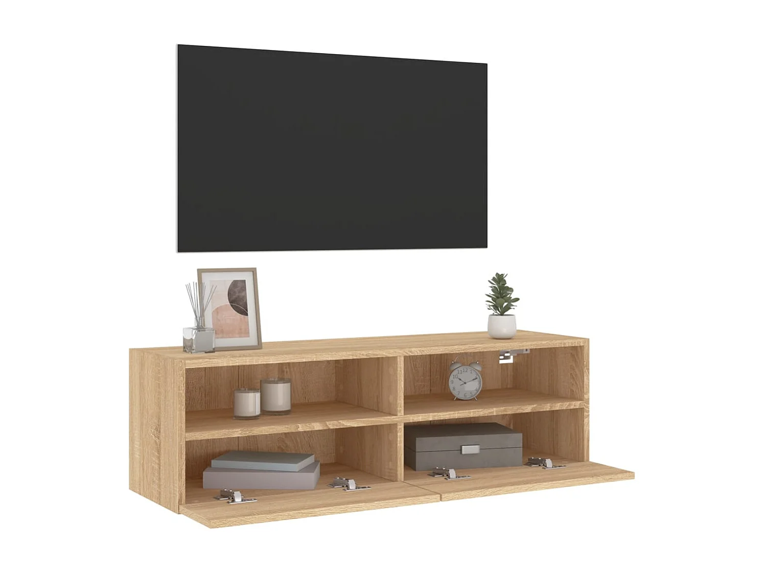 Meuble TV mural chêne sonoma 100x30x30 cm bois d'ingénierie WET8456