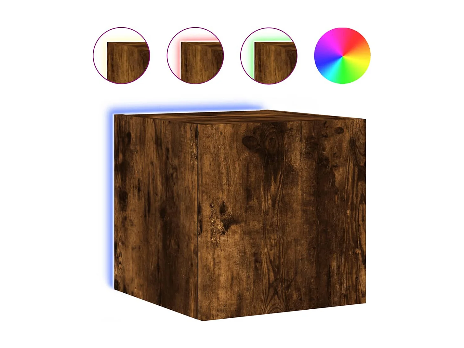 Mueble TV de pared con luces LED roble ahumado 30,5x35x30 cm ES13981