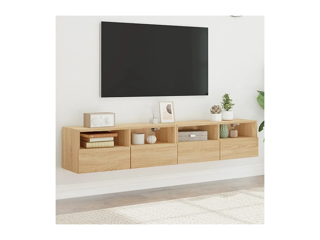 Meubles TV muraux 2 pcs chêne sonoma 80x30x30cm bois ingénierie WET3374