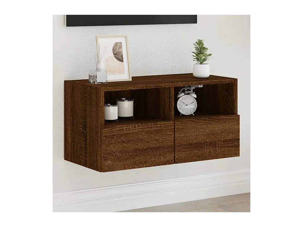 Meuble TV mural chêne marron 60x30x30 cm bois d'ingénierie WET3371