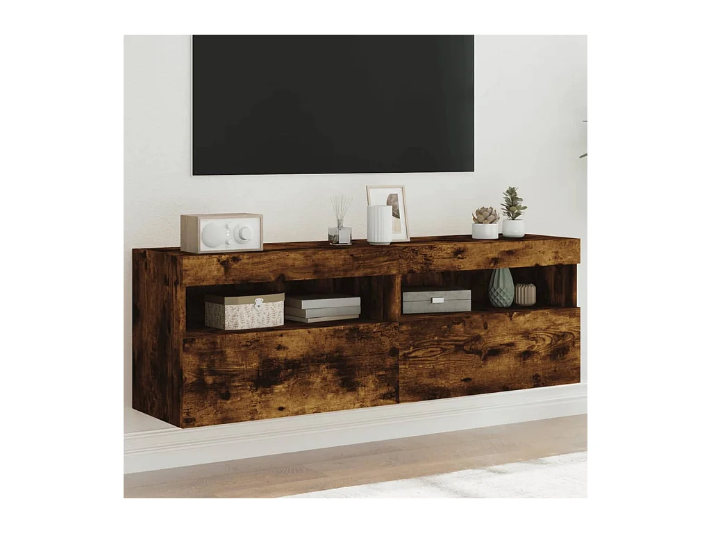 Tv-wandmeubels met LED 2 st 60x30x40 cm gerookt eikenkleurig NL634845