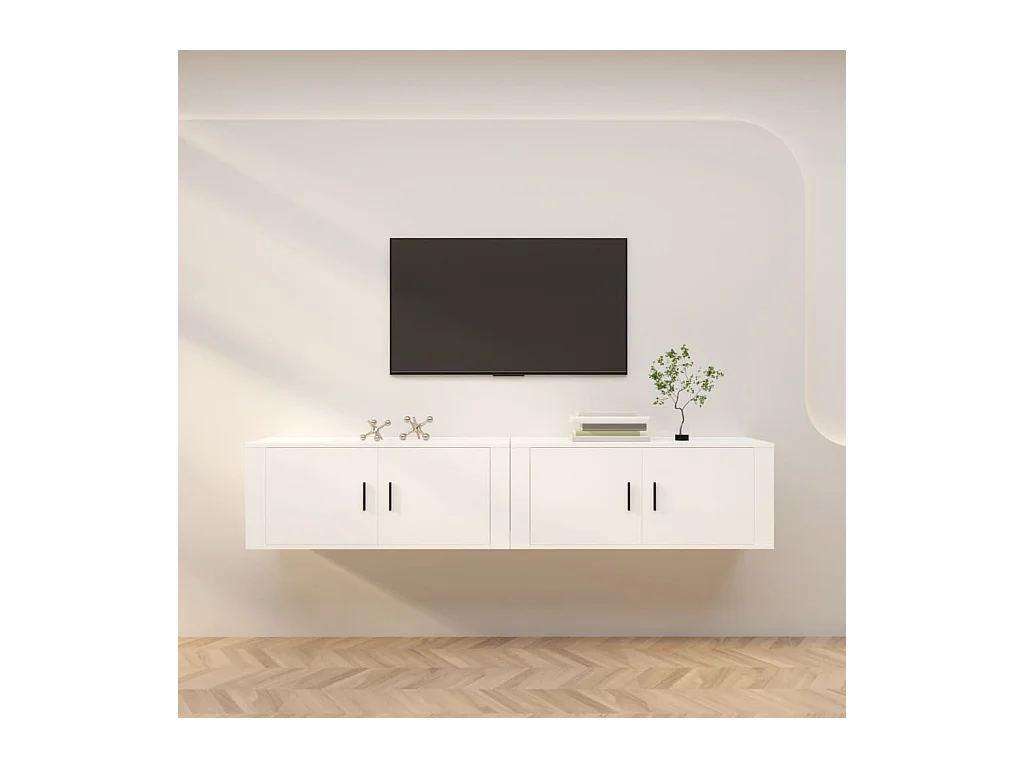 Meubles TV muraux 2 pcs blanc 100x34,5x40 cm WET3281